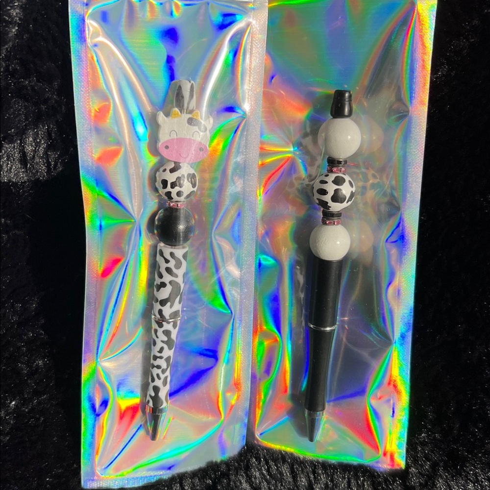 Cow Print Pens with Charm